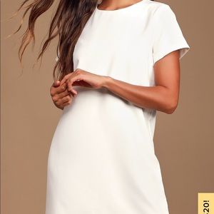 Lulus Shift and Shout Ivory Shift Dress